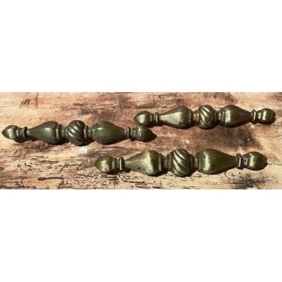 3 Vintage Brass Drawer Pulls 7" Long – 2.25" CTC Aged Salvaged Handles - Picture 6 of 6